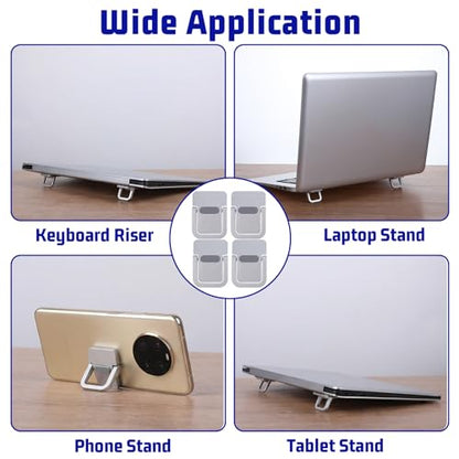 4PCS Portable Keyboard Riser Self Adhesive Laptop Stand Black Mini Invisible Computer Feet for Desk Computer Keyboard Stand Laptop Holder with Anti Slip Silicone(White) - color: White