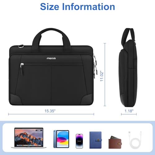 MOSISO Laptop Bag for Men 15.6 inch, 15-16 inch Large Computer Bag with Trolley Sleeve Compatible with MacBook Pro 16 inch/Air 15 inch, HP Dell Lenovo Acer Asus with Shoulder Strap & Handle, Black