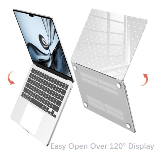 Compatible with MacBook Air 13 inch Case M1 A2337 A2179 A1932 2022 2021 2020 2019 Release, Cute White Polka Dot Protective Hard Shell Clear Cover for MacBook Air 13.3 inch - color: Polka Dot F/Clear, size: MacBook Air 13.3 inch M1 A2337 A2179 A1932