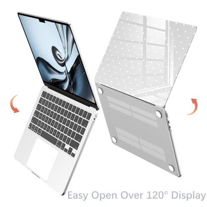 Compatible with MacBook Air 15 inch Case M5 M4 M3 M2 2026-2023 Release A3448 A3241 A3114 A2941, Cute White Polka Dot Protective Hard Shell Clear Cover for Mac Air 15.3 inch - color: Polka Dot F/Clear, size: MacBook Air 15 inch