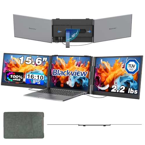 Blackview Triple Portable Monitor 15.6", 2.2lbs Ultra-Light Travel Screen, USB-C Plug & Play Laptop Extender for 13-17.3" Windows/Mac/Android/Switch -DCM8 - color: DCM8