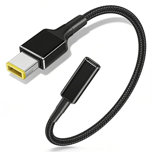 USB C to Slim Tip Adapter Cable, 100W 5A Type C Female PD Input to Slim Tip Rectangle Power Charge Cable for Lenovo ThinkPad Laptops