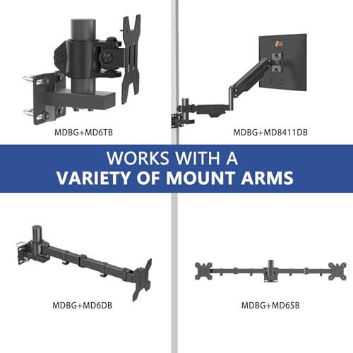 suptek Monitor Bracket Pole Mount Diameter Pole Adjustable Supports 0.8-2.4 Inch, Fits Monitor/TV Screens 13-32 Inch, Load Capacity 22lbs - size: Single Pole Mount