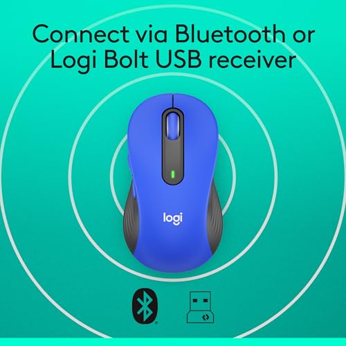 Logitech Signature M650 L Full Size Wireless Mouse - Classic Blue | Large Sized, 2-Year Battery, Customizable Side Buttons, Bluetooth, Compatible with PC, Mac, Multi-Device, Chromebook - color: Classic Blue