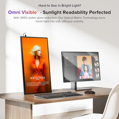 UPERFECT NxtLED™ Portable Monitor 18.5" 120Hz, Professional Eye-Care Screen | 145% sRGB Matte Travel Gaming Monitor for MacBook, Laptop, PC, Portable Second Screen with Kickstand, Bag, VESA - size: 18.5 inch