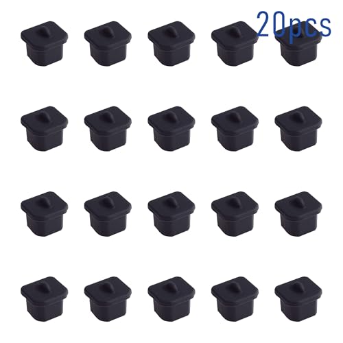 20 PCS USB-B Port Anti-dust Plugs, Silicone Covers Caps Stoppers, Port Protector for Printer, Fax, Scanner, 0.31 x 0.29 (LxW) - size: USB-B/Black/20 PCS