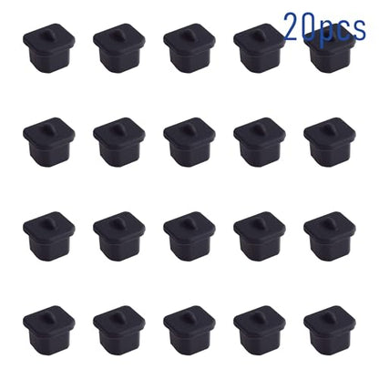 20 PCS USB-B Port Anti-dust Plugs, Silicone Covers Caps Stoppers, Port Protector for Printer, Fax, Scanner, 0.31 x 0.29 (LxW) - size: USB-B/Black/20 PCS