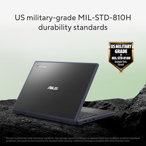 ASUS Chromebook CR11 Ruggedized Laptop, 11.6” Display, Intel Processor N100 Processor, 4GB RAM, 64GB eMMC Storage, Antimicrobial Guard, Spill-Resistant Keyboard, Mineral Grey, CR1104CGA-AS44