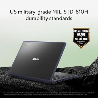ASUS Chromebook CR11 Ruggedized Laptop, 11.6” Display, Intel Processor N100 Processor, 4GB RAM, 64GB eMMC Storage, Antimicrobial Guard, Spill-Resistant Keyboard, Mineral Grey, CR1104CGA-AS44