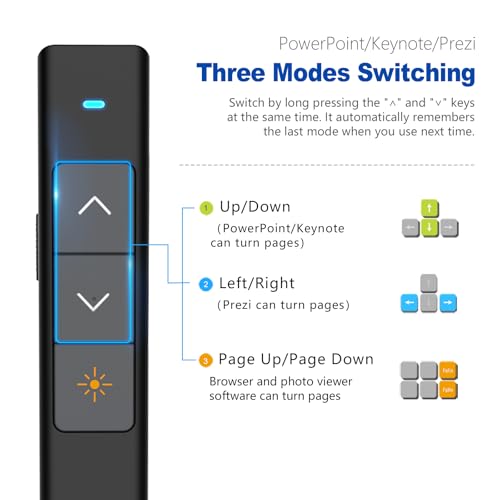 Norwii Wireless Presentation Clicker, PowerPoint Clicker with Laser Pointer | Presentation Remote for PowerPoint Presentations, Plug & Play USB Slide Advancer, Compatible with Mac/Windows/Linux/Android - color: Black