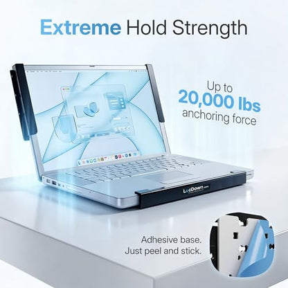 LocDown.com Laptop Security Stand – Anti Theft Steel Laptop Stands (11.5”–18”), Locking Holder with Dual Lock System, Adjustable Secure Laptop Stand for Desk Office Medical Retail