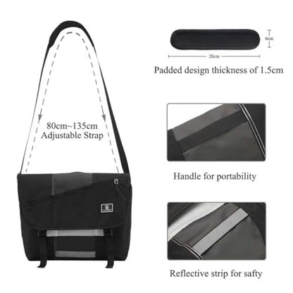 OIWAS 15.6" Laptop Messenger Bag for Men, Satchel Crossbody Bag, Black | Water-repellent polyester; thick padded laptop compartment; large capacity crossbody shoulder bag for work, travel & daily - color: 15.6 Inch-black