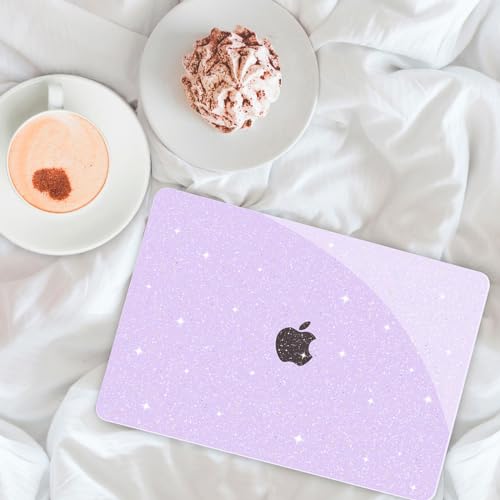 G JGOO for MacBook Air 13 inch Case 2021 2020-2018 M1 A2337 A2179 A1932 | Glitter Protective Plastic Hard Shell for MacBook Air 13.3 inch Case + Keyboard Cover + Screen Protector, Sparkly Purple - color: Purple