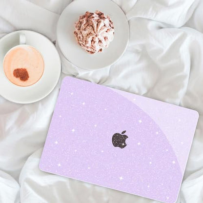 G JGOO for MacBook Air 13 inch Case 2021 2020-2018 M1 A2337 A2179 A1932 | Glitter Protective Plastic Hard Shell for MacBook Air 13.3 inch Case + Keyboard Cover + Screen Protector, Sparkly Purple - color: Purple