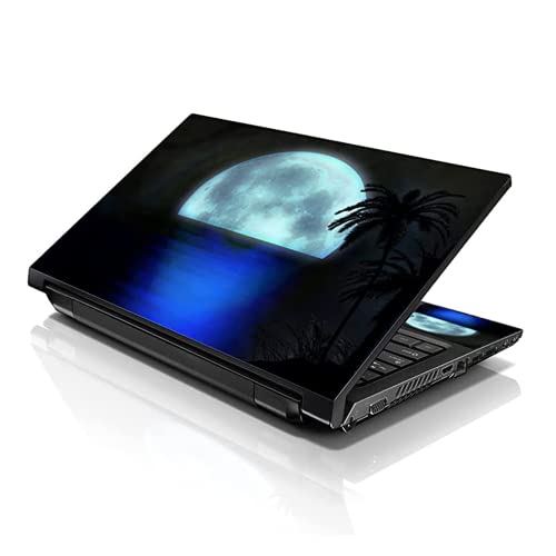 LSS Laptop 15 15.6 Skin Cover with Colorful Beach Moon Light Pattern for HP Dell Lenovo Apple Asus Acer Compaq - Fits 13.3" 14" 15.6" 16" (2 Wrist Pads Free) - color: Beach Moon Light, size: 13" - 16"