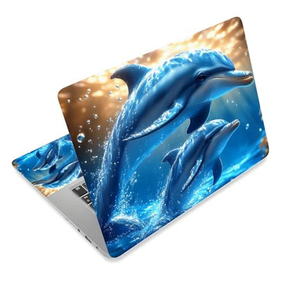 Aesthetic Laptop Skin Cover,12-15.6 Inch Universal Vinyl Sticker Decal,Waterproof Scratch-Resistant Notebook Wrap,Removable Residue-Free Protector,Dolphin Ocean Life - color: Dolphin Ocean Life