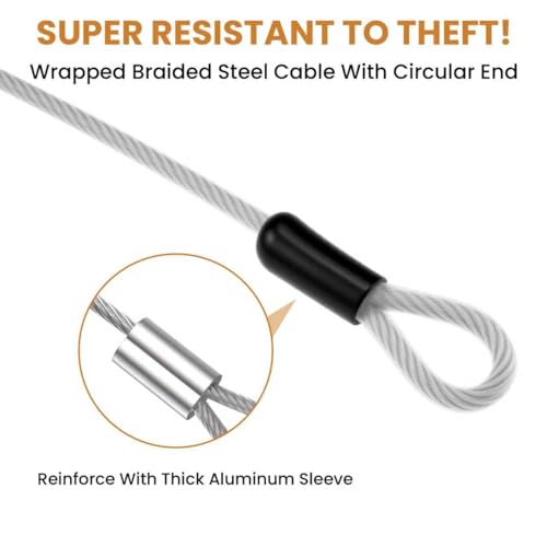 10FT 5mm Stainless Steel Security Cable Lock, Steel Coated Braided Double Loop Flexible Wire Rope for Bicycles, Luggage, Gates & Outdoor Equipment (1 Pack) - size: 10FT 5mm