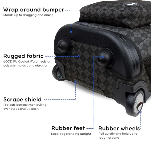 J World Sundance Laptop Rolling Backpack for Girls Boys. Roller Bookbag with Wheels, 20 Inch, Argyle Black - color: Argyle Black