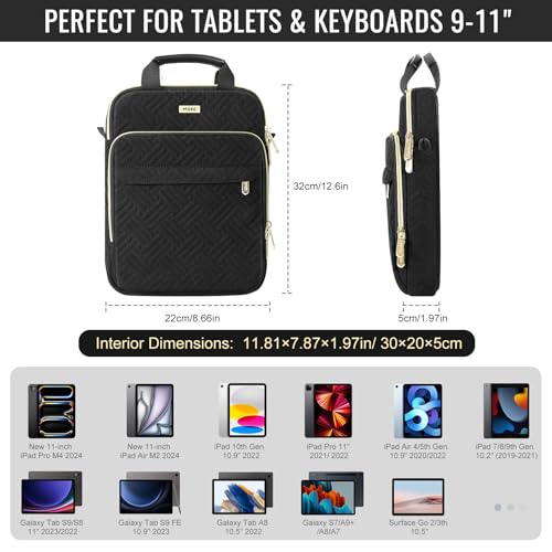 MoKo 9-11 Inch 360° Protection Puffy Tablet Sleeve Shoulder Bag with Handle | Fits iPad Air 11-inch M4, iPadPro 11-inch M5, iPad 10th/Air 5/4th 10.9 and iPad 7/8/9th 10.2, Black - color: Black, size: 9-11 Inch