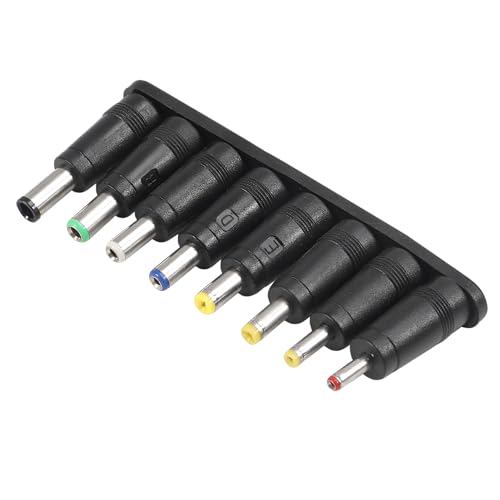 8Pcs Universal 5.5mm x 2.1mm DC AC Connector Power Adapter Tips Connector Power Socket Kits Compatible with Laptop Charger Power Supply Convert Plug Set
