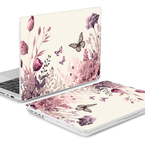 Mektron Case for M5 MacBook Pro 14 inch 2026 Model A3427 A3426 Fit 2025-2021 Model A3434 A3112 M4 A3112 A3401 A3185 M3 A2918 A2992 M2 A2779 M1 A2442 Pro/Max Cover, Butterfly Flower C074 - color: Butterfly Flower C074