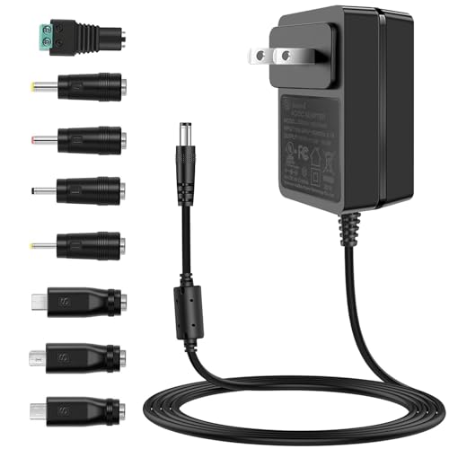 DC 5V Power Supply, 5Volt 3A 2A 1A Adapter, 100-240V AC to DC 5V Charger Cord, fit for 5 Volt 0.5a 500ma 1.0a 1000ma 1.5a 1500ma 2a 2000ma 2.5a 2500ma 3a 3000ma Electronic Devices with 8 Tips.