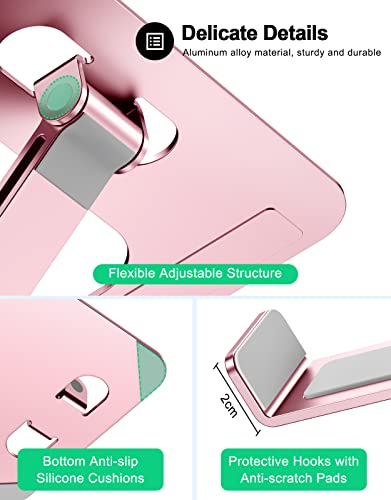 RIWUCT Foldable Aluminum Alloy Laptop Stand for Desk, Height Adjustable Ergonomic Computer Stand, Portable Laptop Riser Holder Printer Stand Compatible with MacBook Pro Air/HP/Dell 10-16", Pink - color: Pink