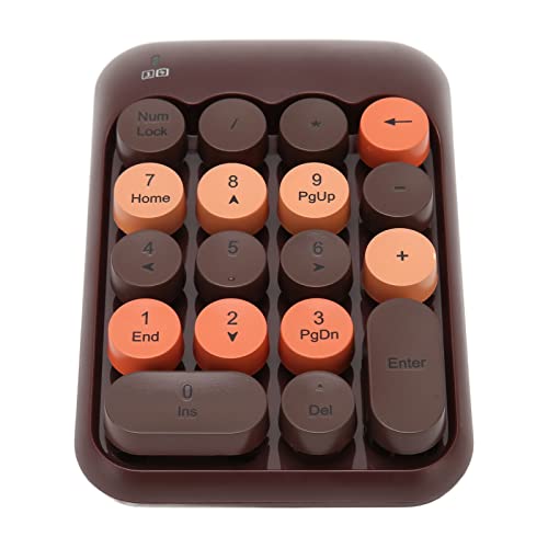 Estink 2.4Ghz Numeric Keypad, 18 Keys Mini Numeric Keypad, Vintage Color Keyboard and Round Keycaps, with USB Receiver for PC, Desktop and Laptop (Coffee Color) - color: Coffee Color