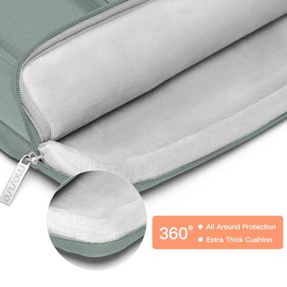 MOSISO 360 Protective Laptop Case 14 inch, Laptop Sleeve Compatible with HP Lenovo Dell ASUS Acer, HP Stream,Dell Latitude, Lenovo IdeaPad, Side Open Bag with 2 Raised&1 Flapover Pockets,Antique Green - color: Antique Green, size: 14 inch