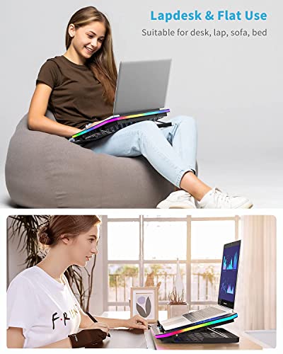KeiBn 6 Fans & 8 Fans Blue Laptop Cooling Pad, Laptop Cooler for 15.6-17.3 Inch Laptops with 7 Height Stands, 2 USB Ports,10 RGB Modes