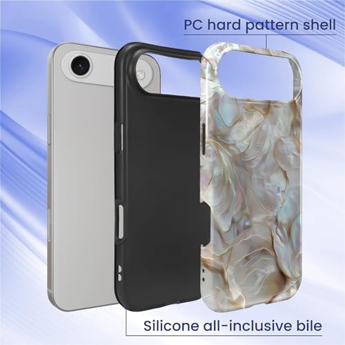 CARLOCA Case for iPhone 17 Air,White Gold Abalone Shell Design Hybrid Dual Protection Soft TPU Hard PC Shockproof Anti Scratch Men & Women Stylish Protective Phone Case - color: White Gold Abalone Shell, size: iPhone 17 Air