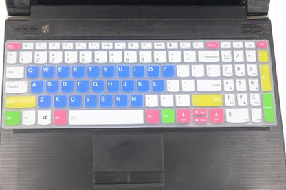 Silicone Keyboard Cover Compatible with Lenovo ideaPad Flex 5 5i 16", Yoga 7 7i 16", Yoga 7i 15.6", ideaPad 3 3i 5 5i 15.6", ideaPad Slim 5 5i 16", Lenovo V15 G5 G4 G3 15.6" (White & Blue) - color: White & Blue, size: Compatible for ThinkBook 15p