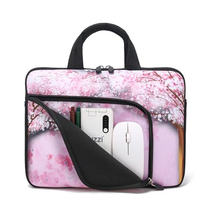 15 15.4 15.6 inch Laptop Handle Bag Computer Protect Notebook Sleeve Neoprene Cover Soft Carrying Case with Extra Pockets - color: Beautiful Plum Bossom