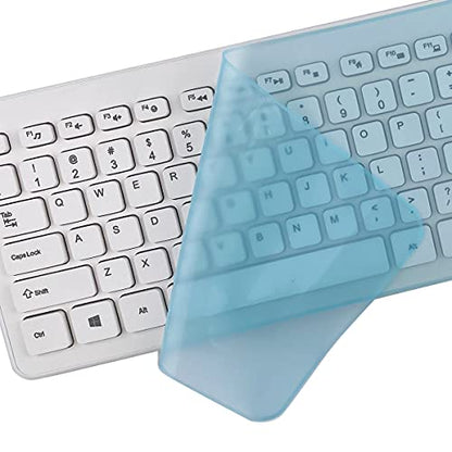 Universal Keyboard Cover Skin for Standard Size PC Computer Desktop Keyboards (17.52" x 5.51"), Clear Waterproof Anti-Dust Silicone-Blue - color: Blue, size: 17.52 x 5.51 Inch