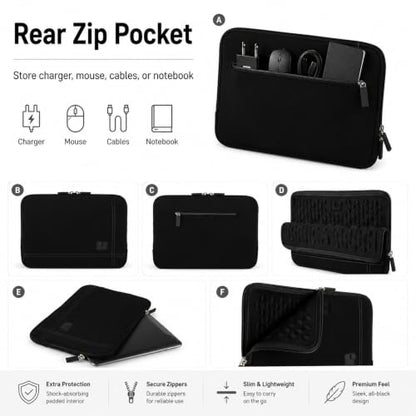 13 Inch Laptop Sleeve Neoprene Padded Case for Work and Commute - Black - color: Black