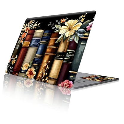 Reusable Universal Laptop Skin Sticker, Cut to Fit for 11.6–15.6 Inch Laptops, Waterproof Protective Film, No-Residue - Flower Book - color: Flower Book