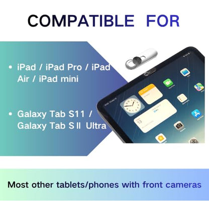 Front Camera Cover,Camera Privacy Covers Compatible with iPad, Webcam Privacy Cover,Ultra-Thin Transparent Slide, Easy Install Self-Adhesive, Compatible with Galaxy, Pixel & Tablets,Black-2 Pack
