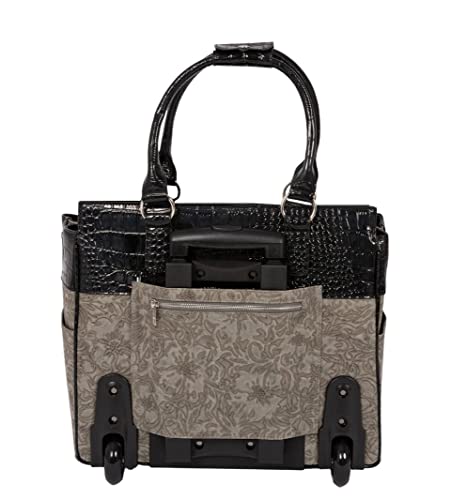 JKM and Company Alligator Compatible With Computer iPad, Laptop Tablet Rolling Tote Bag Briefcase Carryall Bag | Compatible With - style: Savannah