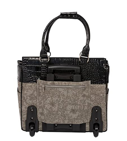 JKM and Company Alligator Compatible With Computer iPad, Laptop Tablet Rolling Tote Bag Briefcase Carryall Bag | Compatible With - style: Savannah