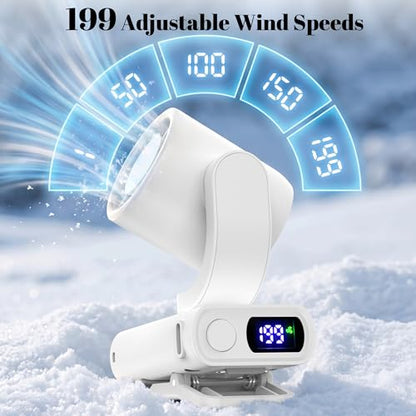 Portable Mini Clip On Fan, Small Quiet USB-C Rechargeable Battery Powered Personal Fan Adjustable 199-Speed Lightweight For Outdoor & Travel & Office - White - color: White