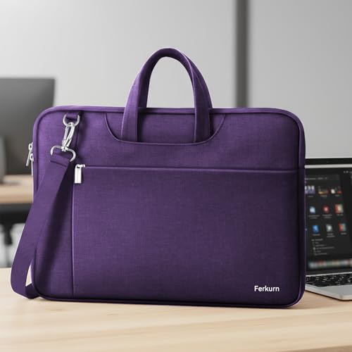 Ferkurn Laptop Case Bag Women Men Computer Sleeve with Shoulder Compatible with HP/Inspiron/Thinkpad/Vivobook/MSI/Surface, 15.6 inch, Violet - color: Violet, size: 15.6 inch