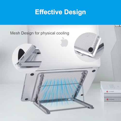 Ergonomic Laptop Tablet Stand Metal Mesh Ventilated Desktop Adjustable Computer Holder Riser Compatible with Apple MacBook Air Pro Dell XPS HP Samsung Lenovo More Laptops up to 16" (Black) - color: Black