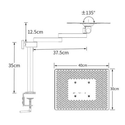 Arm Mount for Desk,Monitor/Laptop Stand,Full Motion Articulating Notebook Tray,w/Vented Cooling Platform,Holds Up to 8kg,for Office