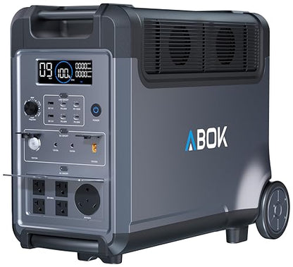 ABOK Ark3600 Portable Power Station 3600W, 3840Wh LiFePO4 Battery | Expandable to 11520Wh, 3H Fast Charge, 15 Outlets, UPS 10ms, 3600W Solar Generator for Home Backup, Hurricane, Camping, RV - style: Ark3600