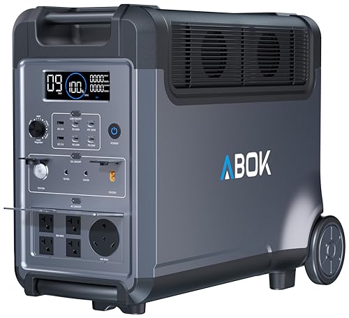 ABOK Ark3600 Portable Power Station 3600W, 3840Wh LiFePO4 Battery | Expandable to 11520Wh, 3H Fast Charge, 15 Outlets, UPS 10ms, 3600W Solar Generator for Home Backup, Hurricane, Camping, RV - style: Ark3600
