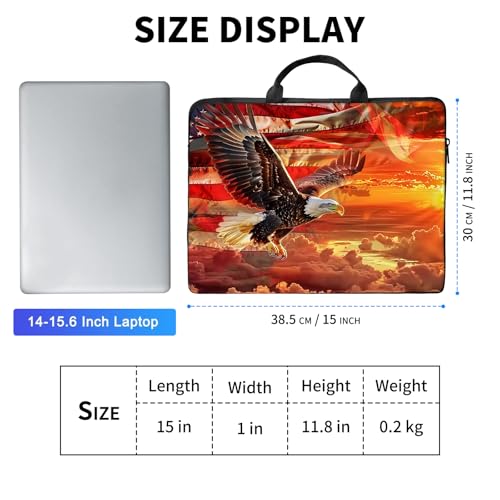 Laptop Bag,14 15 15.6 inch Laptop Case Sleeve,Computer Sleeve with Handle for Women Men,Carrying Case for MacBook,Dell,Lenovo,Notebook Computer,Eagle Flag Sunset - color: Eagle Flag Sunset