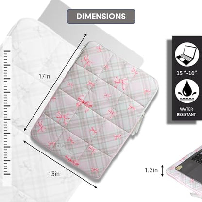 Sonix | Puffy Laptop Sleeve | 15-16 Inch, Quilted Pillow Puffer Laptop Carrying Case, Computer Sleeve | Clueless Pink - color: Clueless Pink