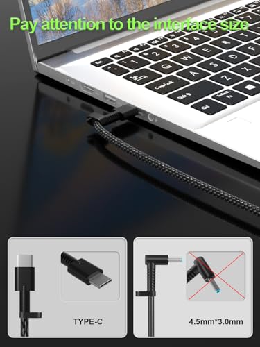 Slim 90W USB C Power Adapter Charger Compatibile with HP Envy x360 2 in 1 & Spectre x360 & OmniBook & EliteBook & ProBook & Pavilion & ZBook Firefly G11 G10 G9 Laptop Charging Cord