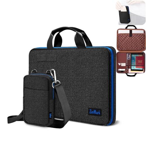 Laptop Case 15.6 Inch Briefcase Military-Grade Protection with Detachable Belt Bag, Compatible All Model of 15-16 Inch MacBook Pro and Most Popular 15.6 Inch Notebooks Chromebooks (Black Blue) - color: Black Blue