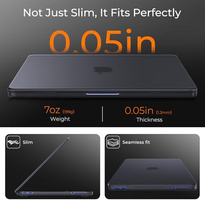 EooCoo for MacBook Neo Case 13 inch 2026 Model A3404, 100% Match Official Color, Anti-Fingerprint & Scratch Sturdy Protective Hard Shell Cover Laptop Accessories, Black Clear - color: Black Clear